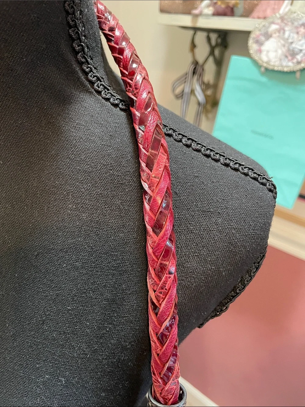 Red Textured Brighton Shoulder Bag with Heart Charms